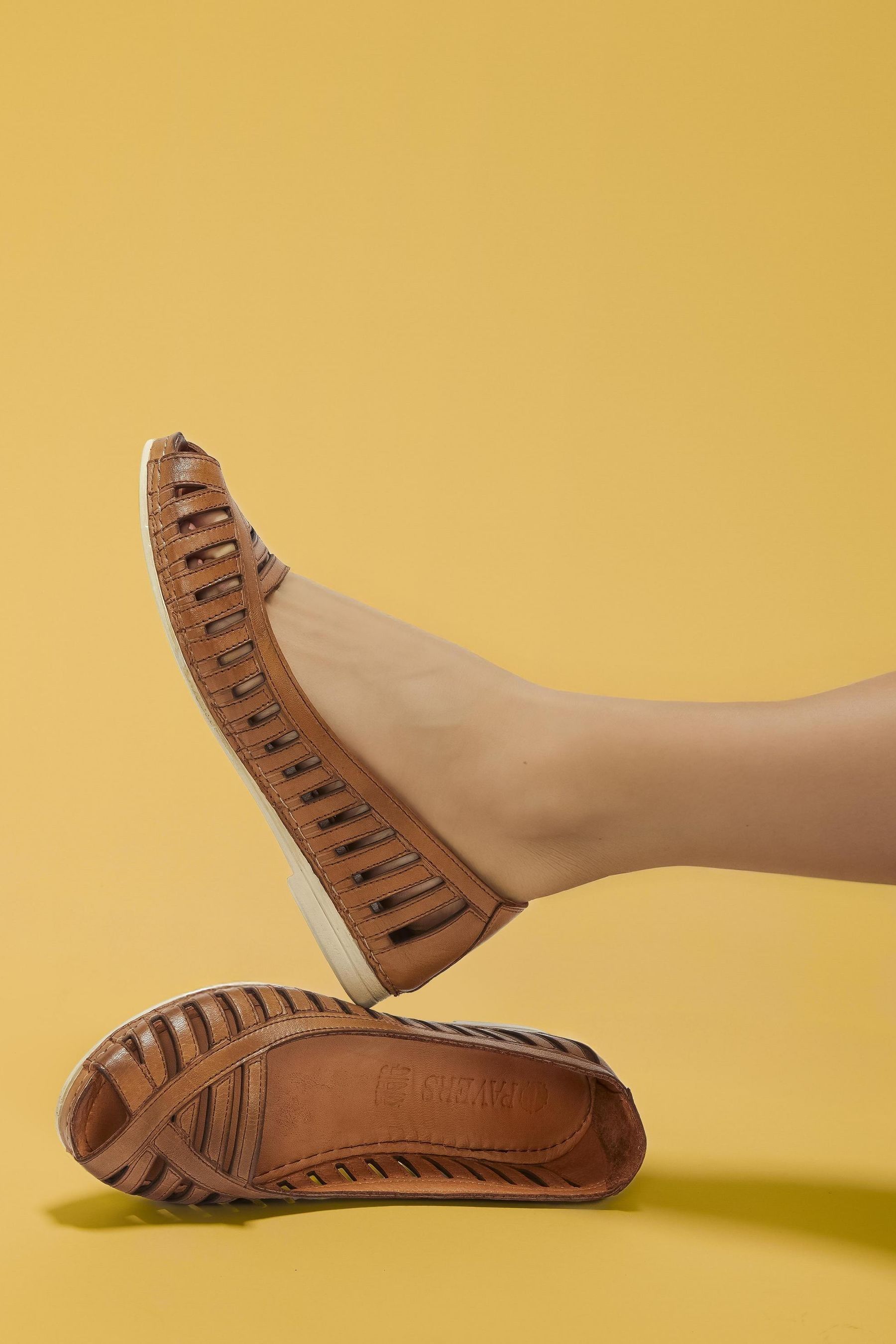 Buy Pavers Natural Pavers Leather Open Toe Ballet Flats from Next Australia