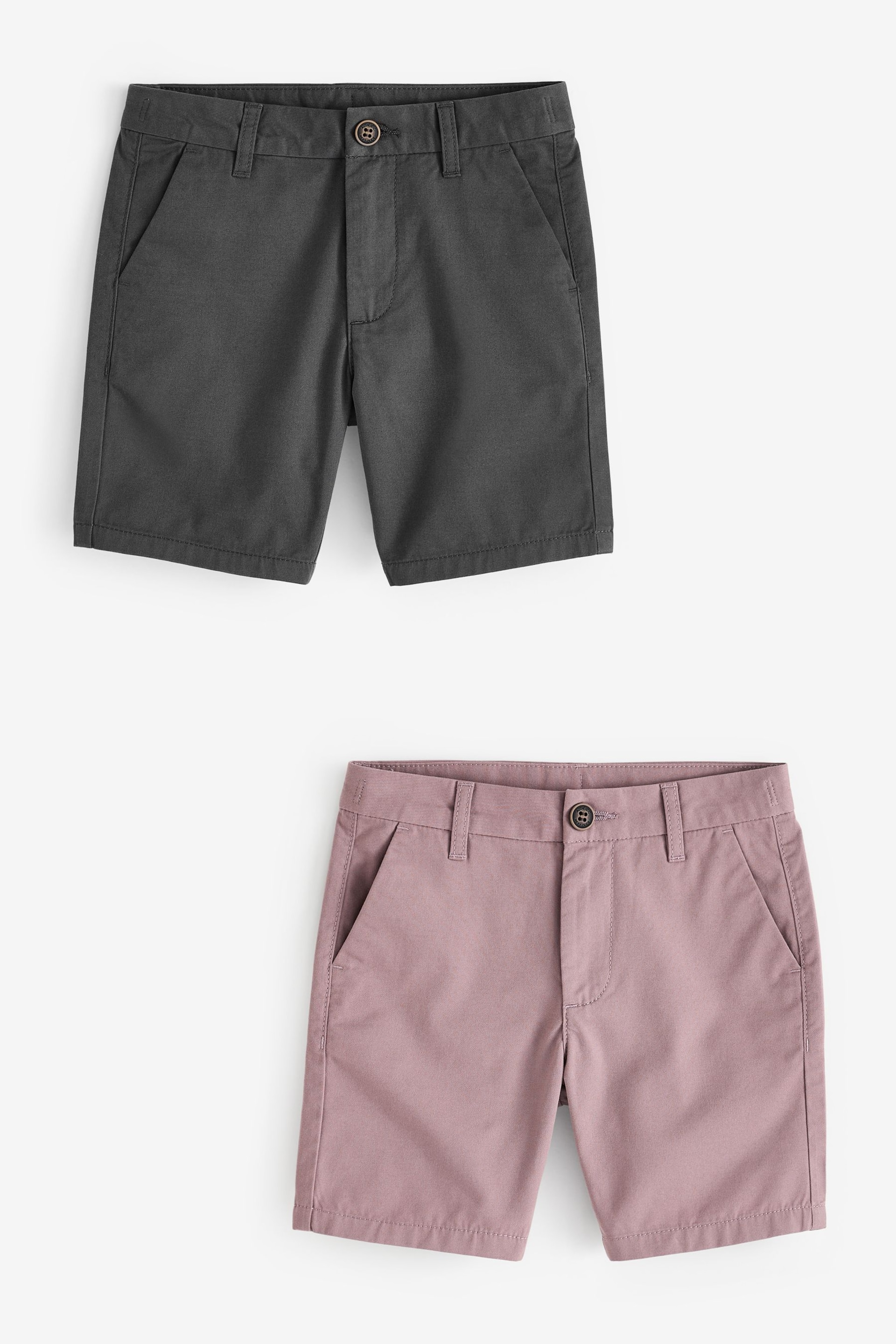 Charcoal Grey/Pink Chino Shorts 2 Pack (3-16yrs) - Image 1 of 5