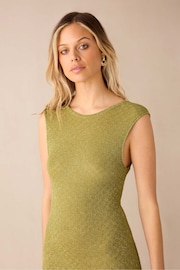 Ro&Zo Green Sheer Sparkle Knit Column Dress - Image 3 of 7