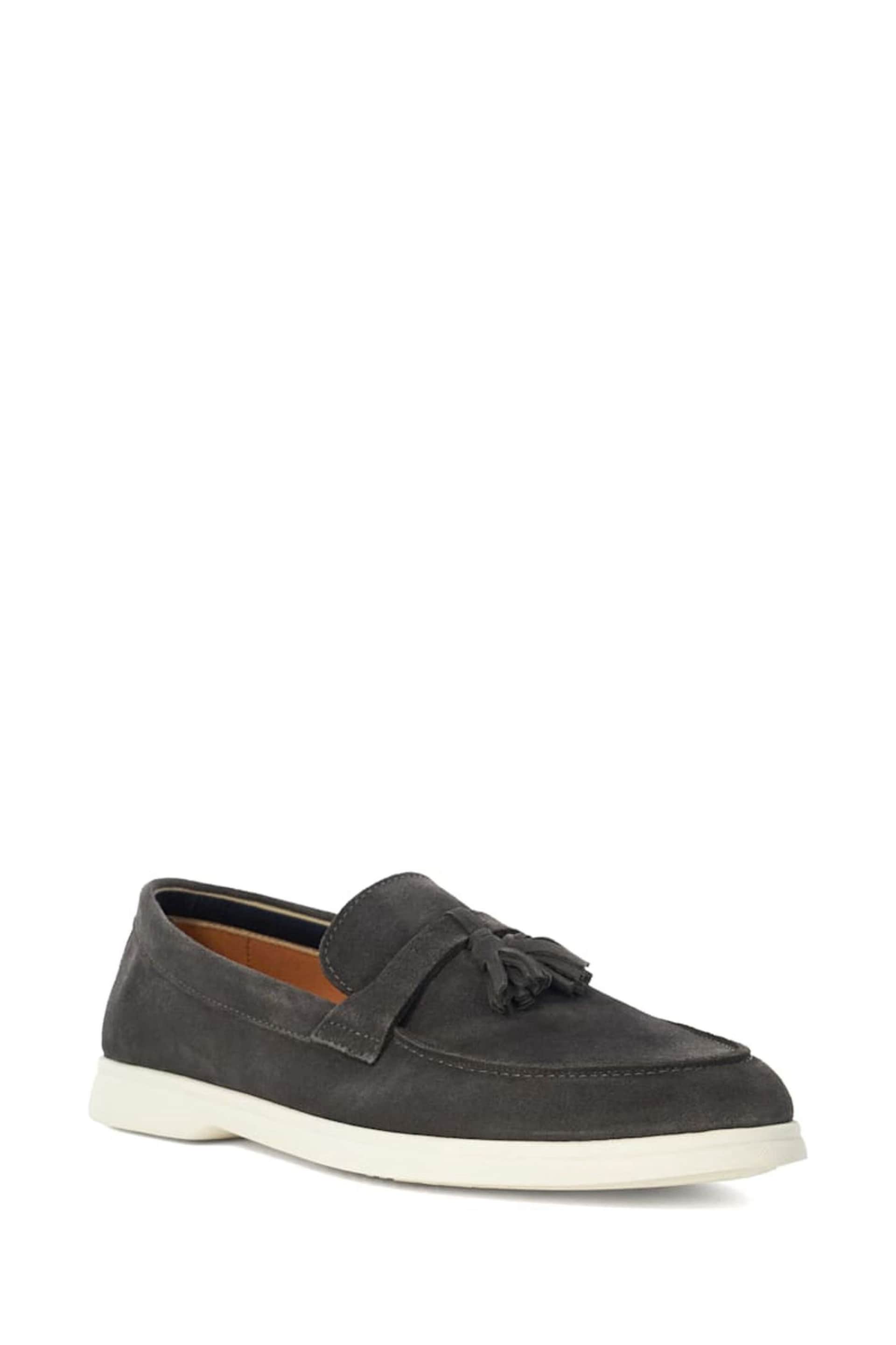 Dune London Grey Believes Top Stitch Tassel Loafers - Image 3 of 6