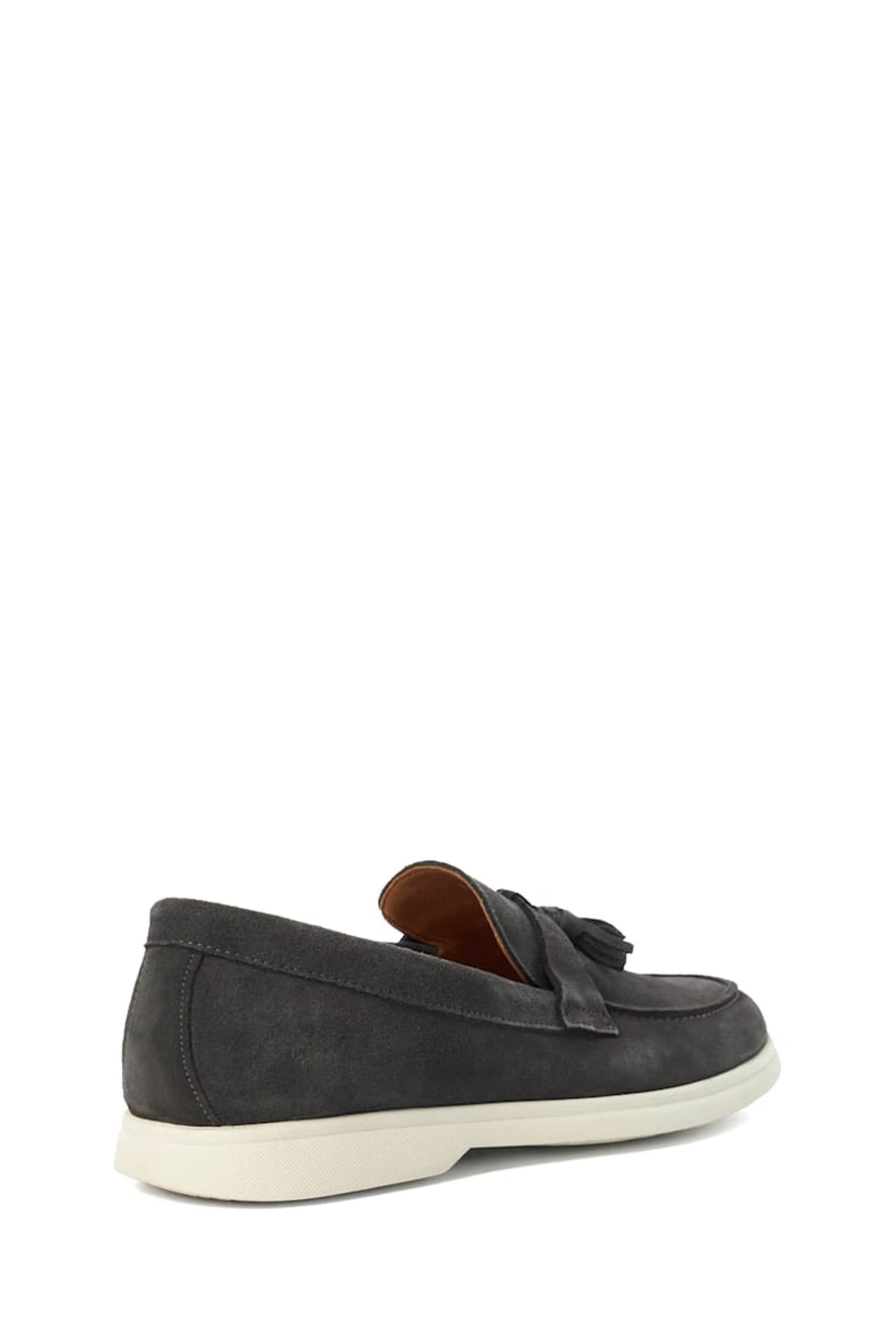 Dune London Grey Believes Top Stitch Tassel Loafers - Image 4 of 6