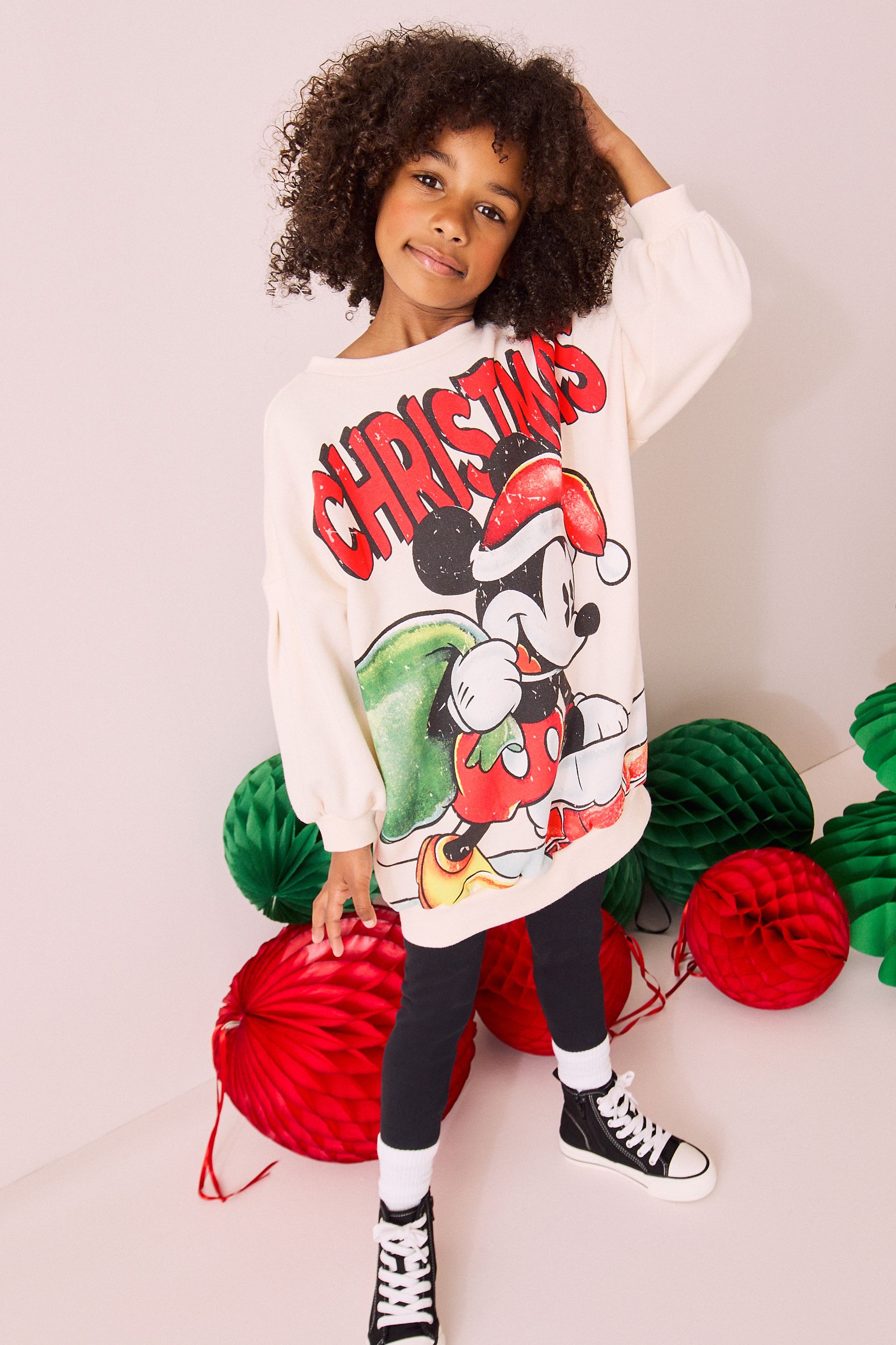 Buy Ecru White Mickey Mouse Christmas License Jumper Dress 3 16yrs from the Next UK online shop