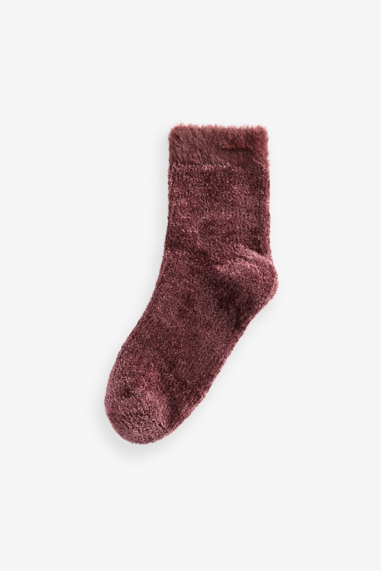 Berry Red/Navy Blue Velvet Cosy Socks 2 Pack - Image 5 of 5