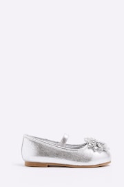 River Island Silver Girls Flower Ballerinas - Image 2 of 5