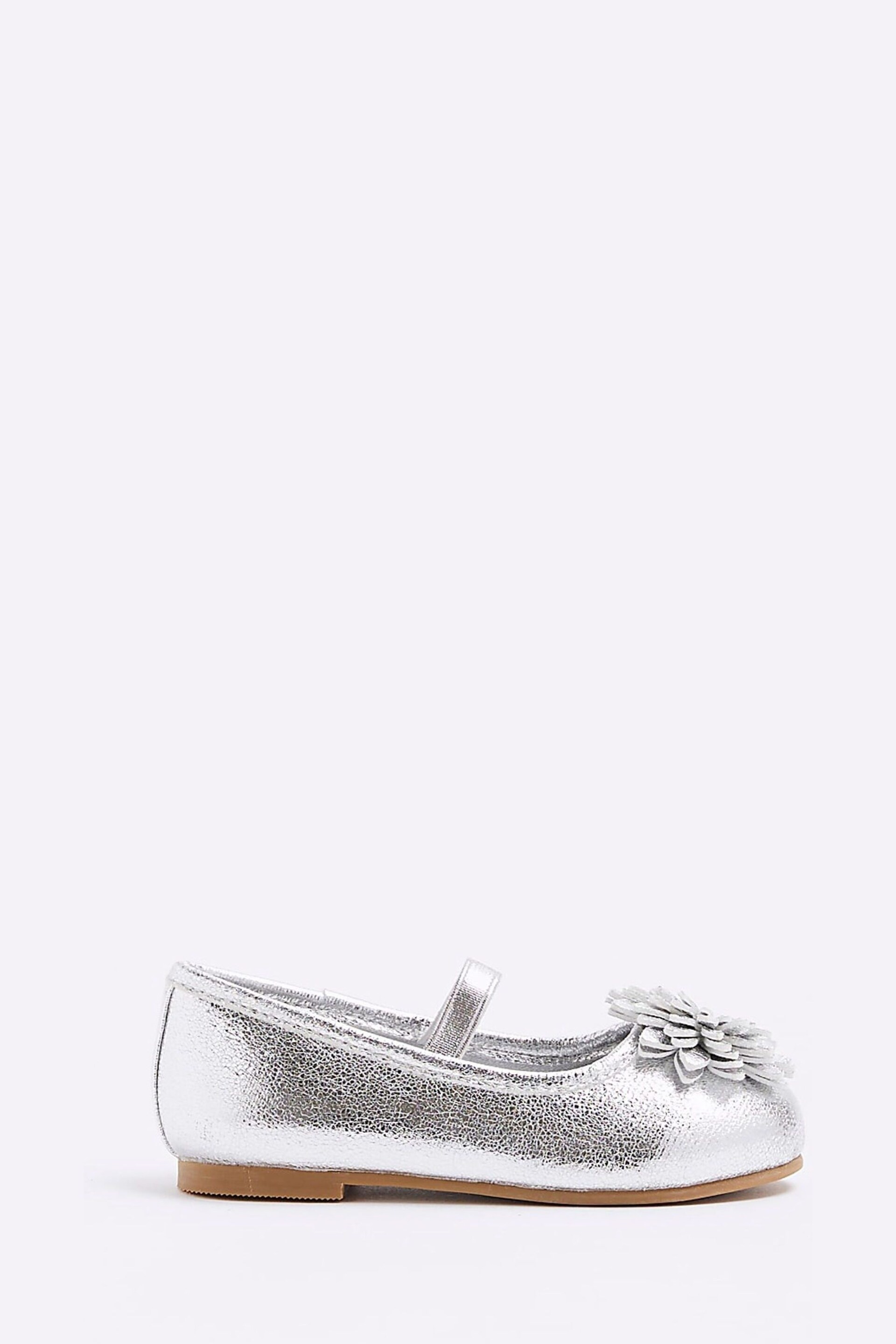 River Island Silver Girls Flower Ballerinas - Image 2 of 5