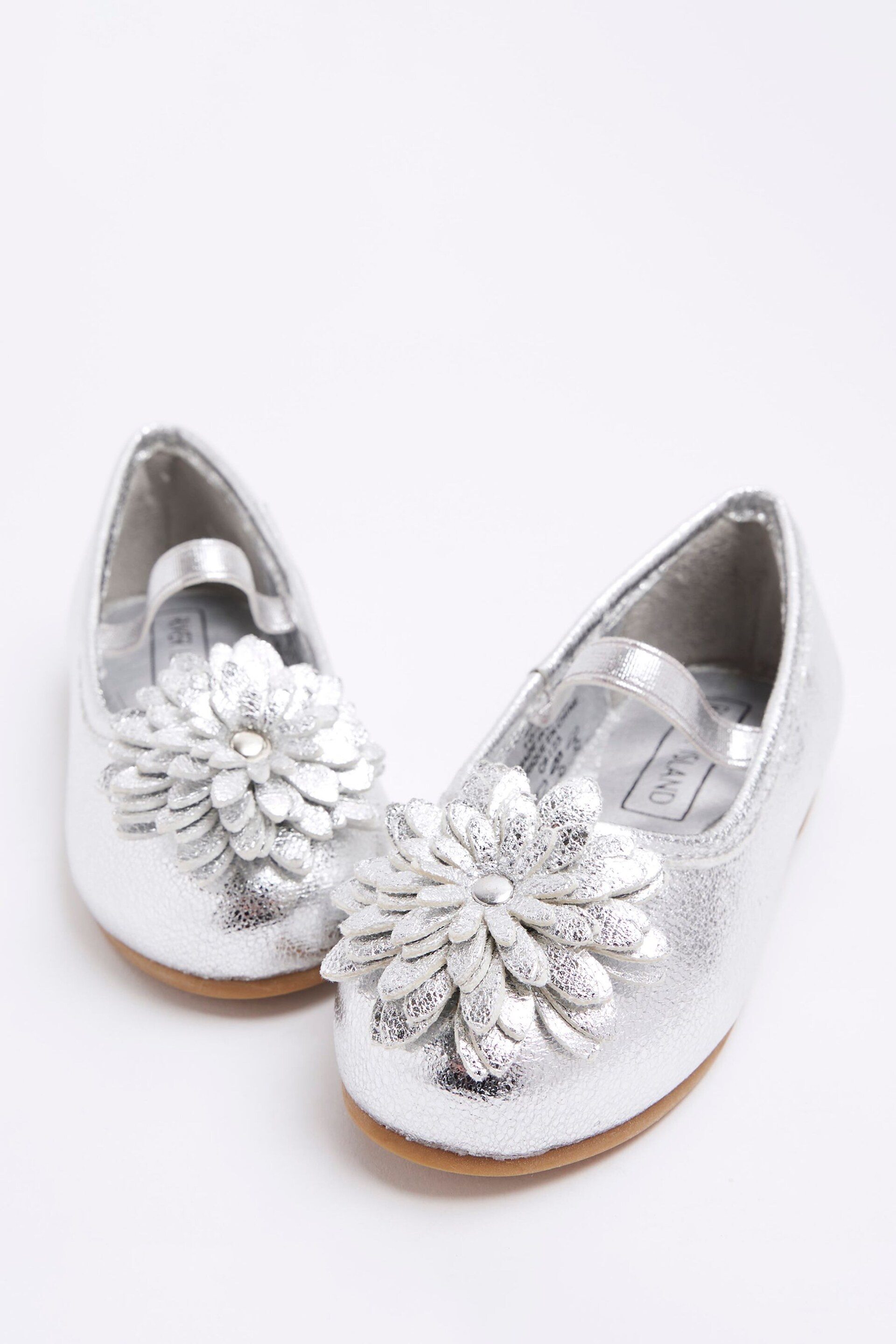 River Island Silver Girls Flower Ballerinas - Image 4 of 5