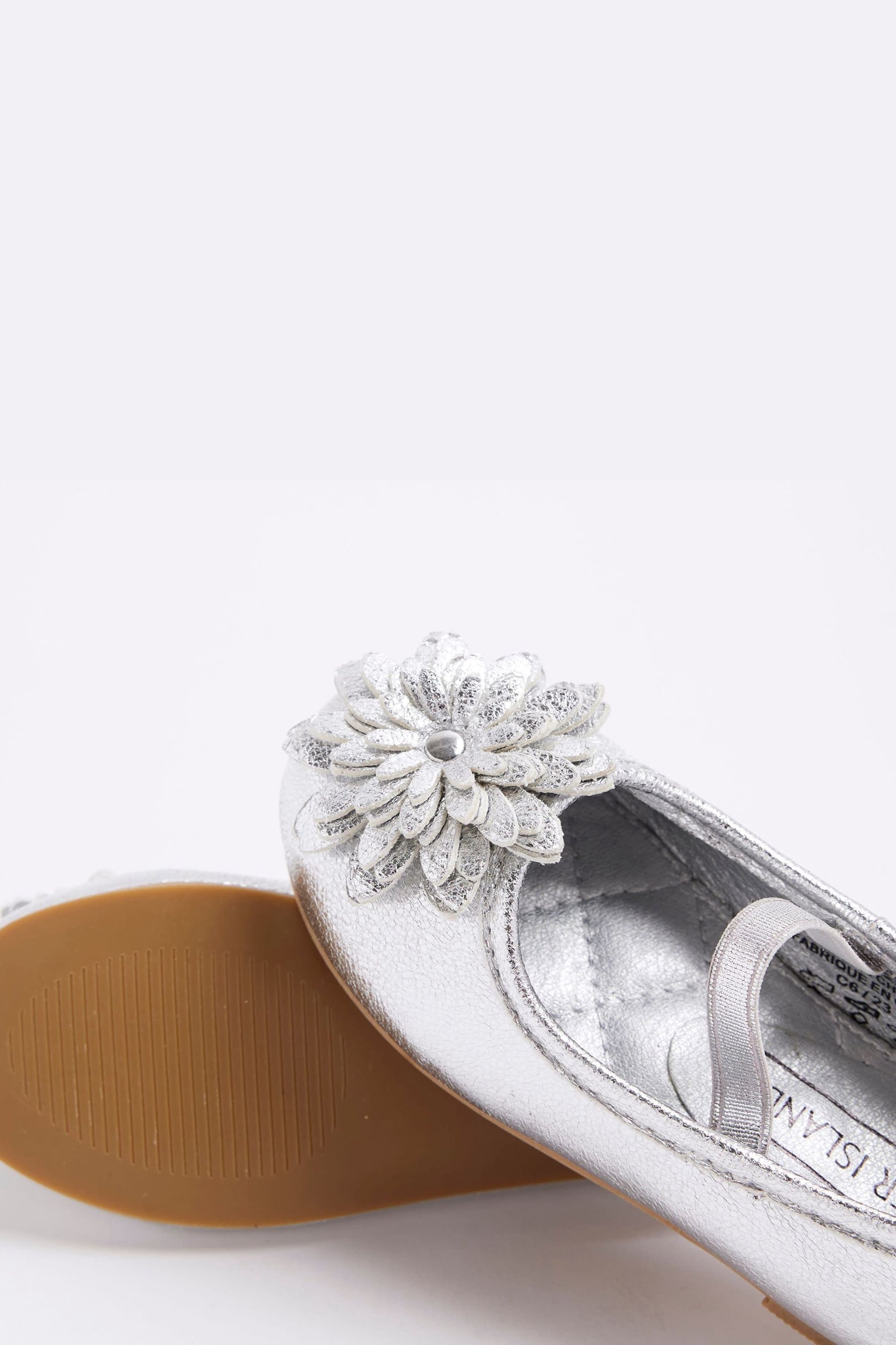 River Island Silver Girls Flower Ballerinas - Image 5 of 5