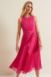 Phase Eight Pink Simara Pleat Dress - Image 4 of 6