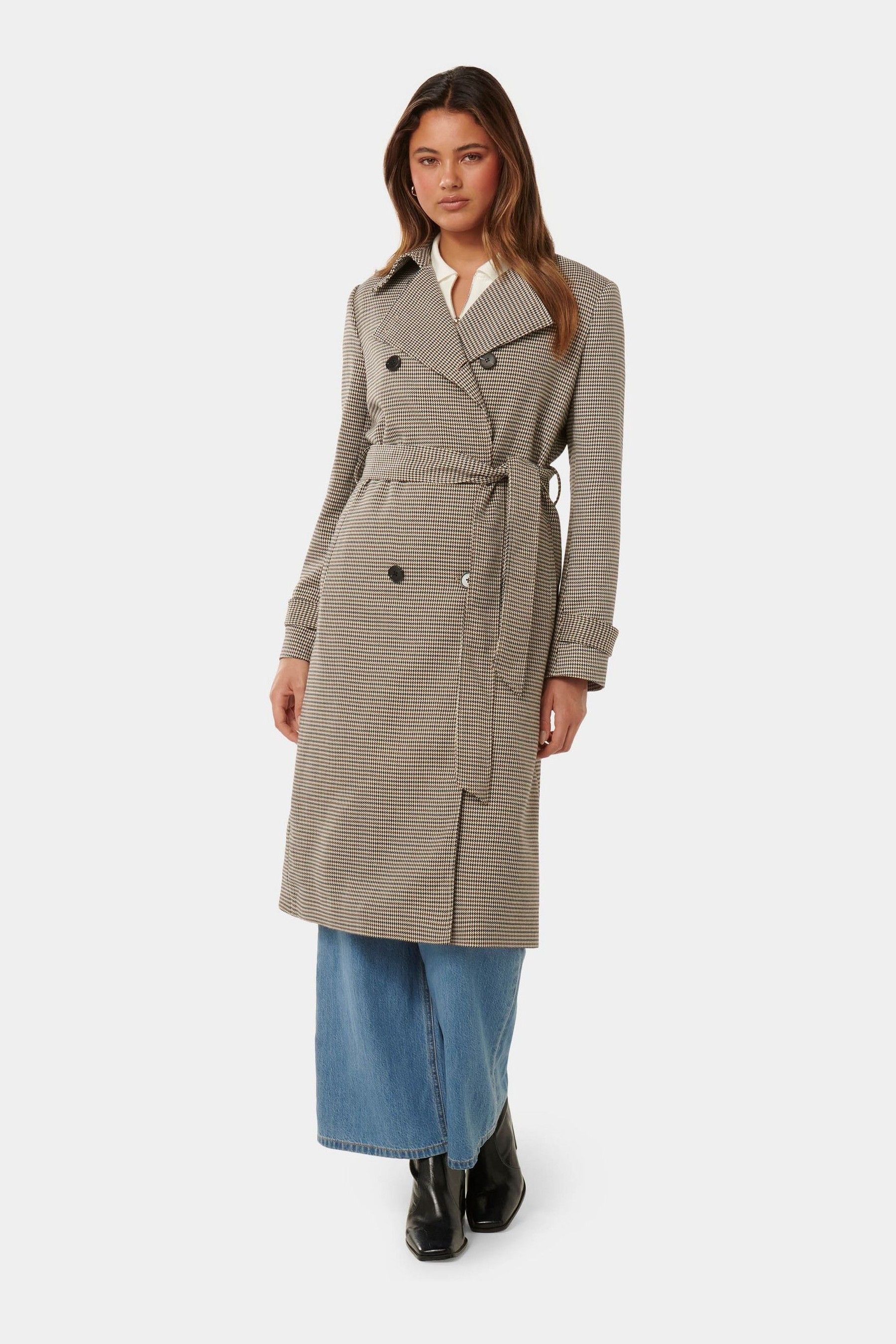 Buy Forever New Brown Charlie Check Trench Coat from Next Luxembourg