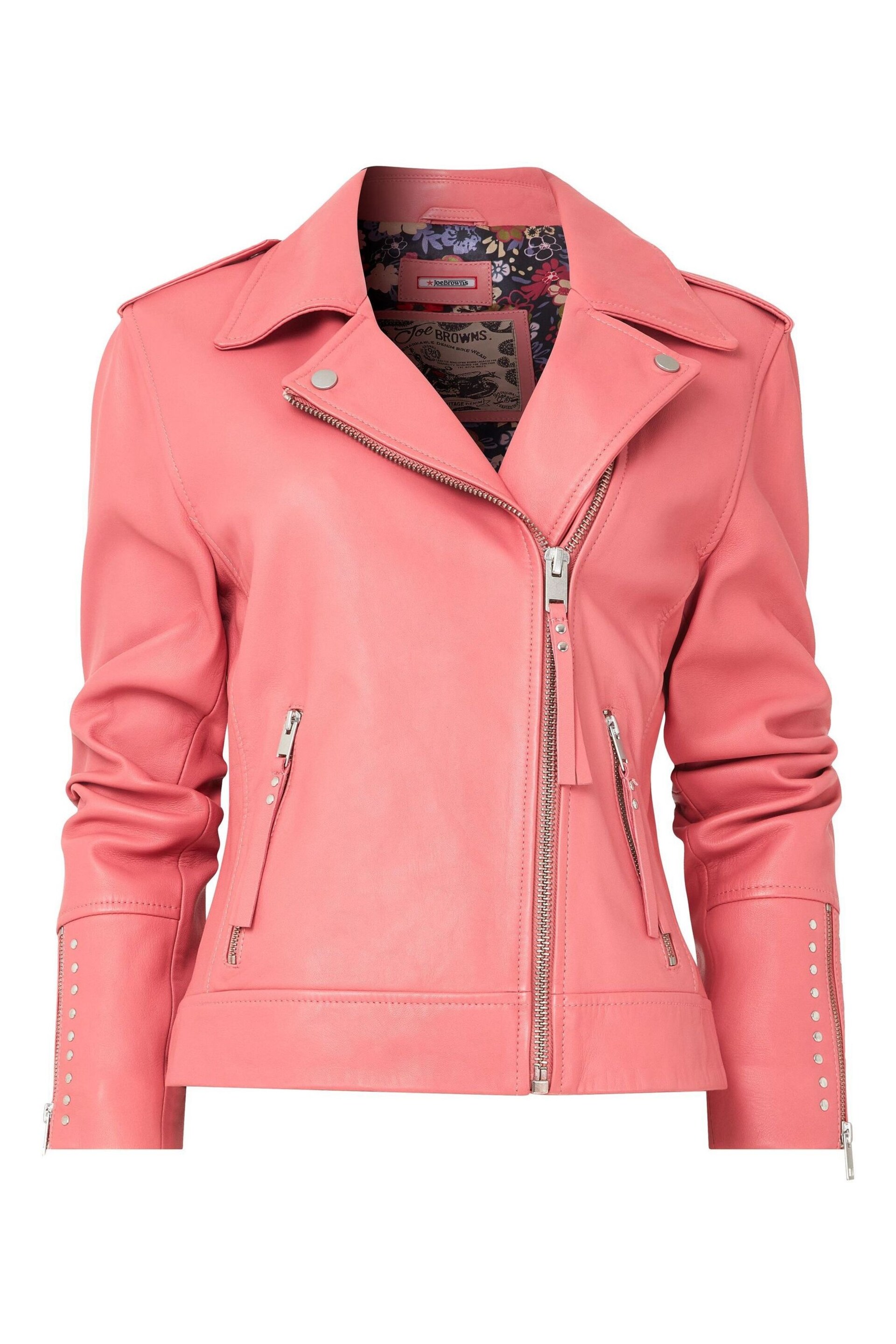 Joe Browns Pink Studded Cropped Leather Jacket - Image 5 of 5
