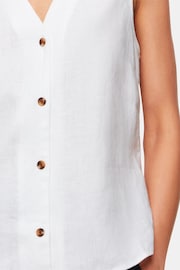 Whistles Laura Linen White Tank - Image 3 of 5