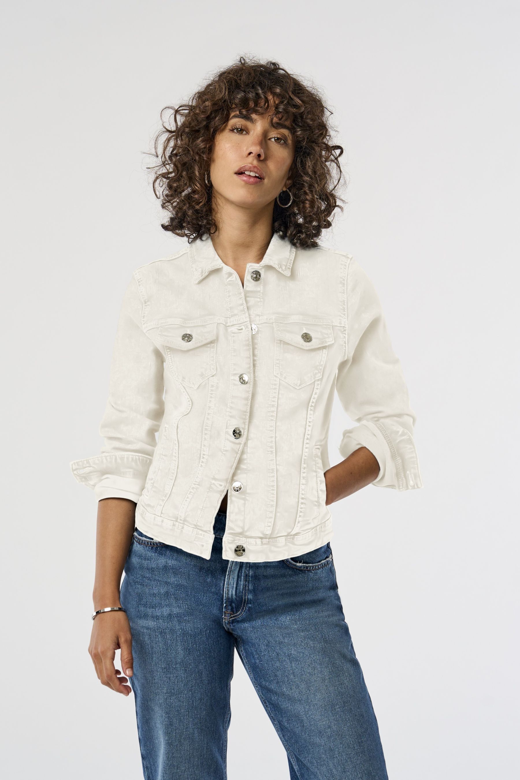 Womens beige denim jacket sale
