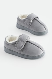 Grey Warm Lined Touch Fastening Slippers - Image 1 of 5