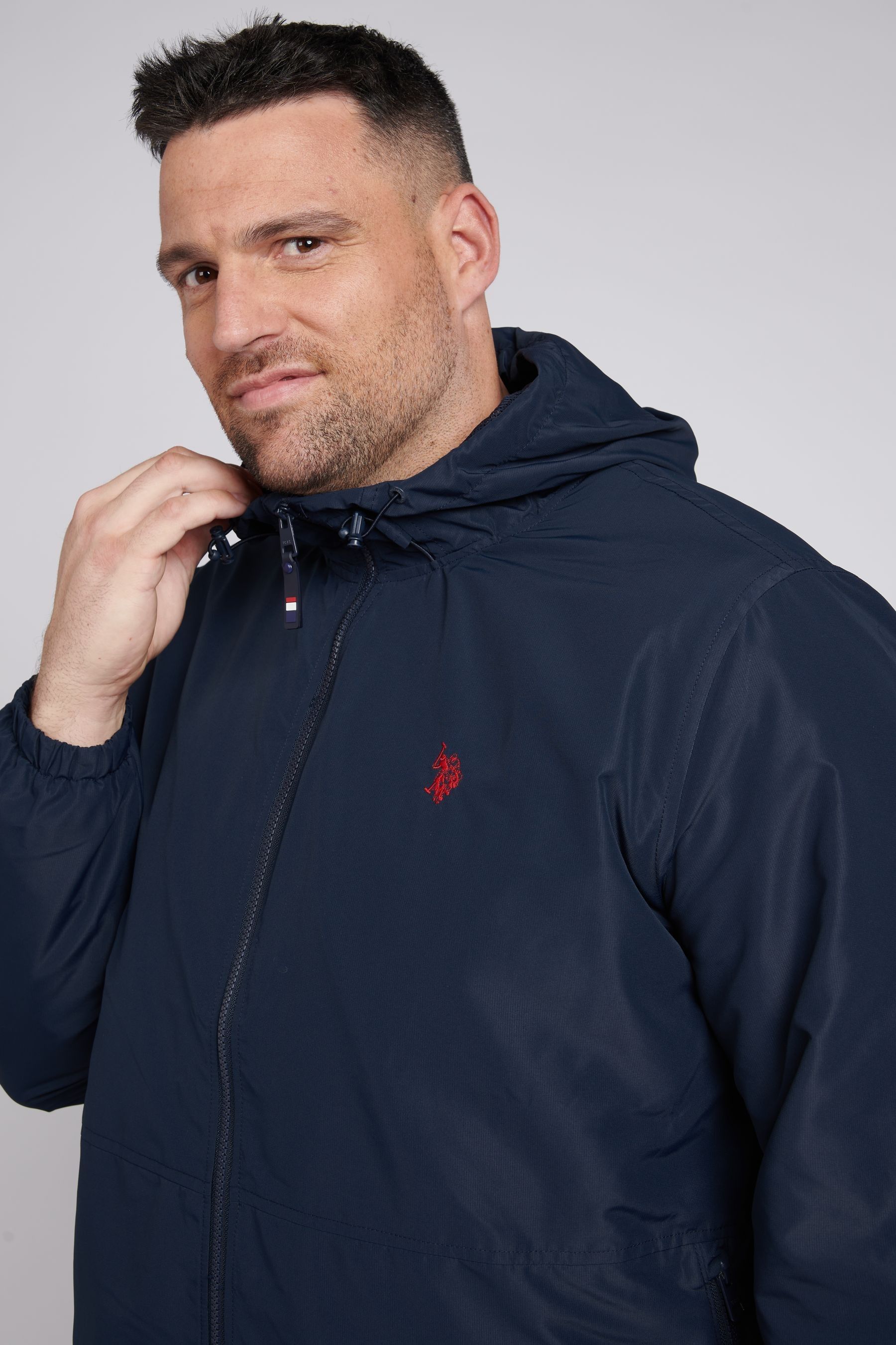 Polo windbreaker with hood deals