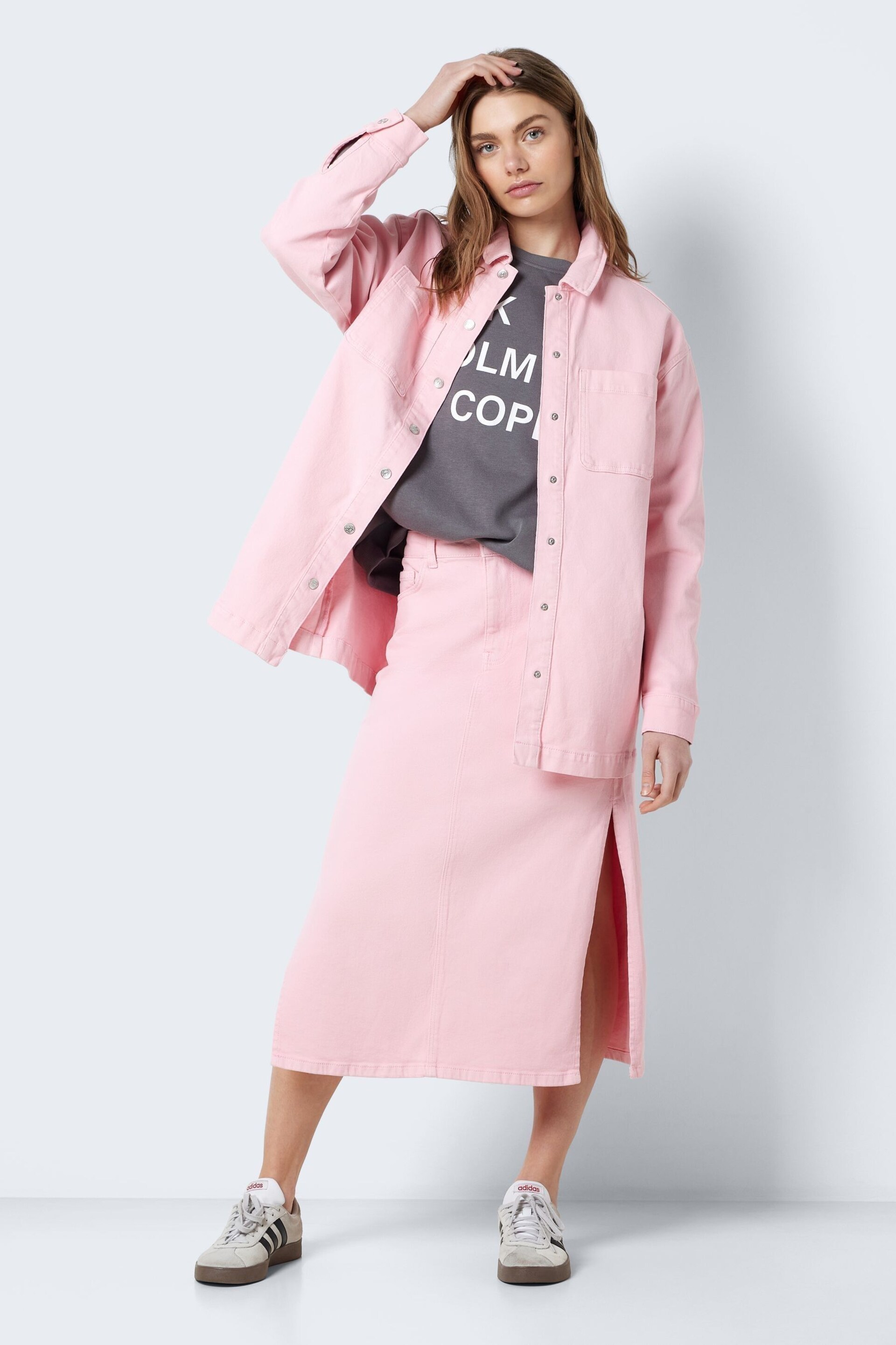 NOISY MAY Pink Oversized Denim Shacket - Image 4 of 5