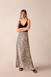 Ro&Zo Leopard Print Bias Cut Maxi Brown Skirt - Image 2 of 5