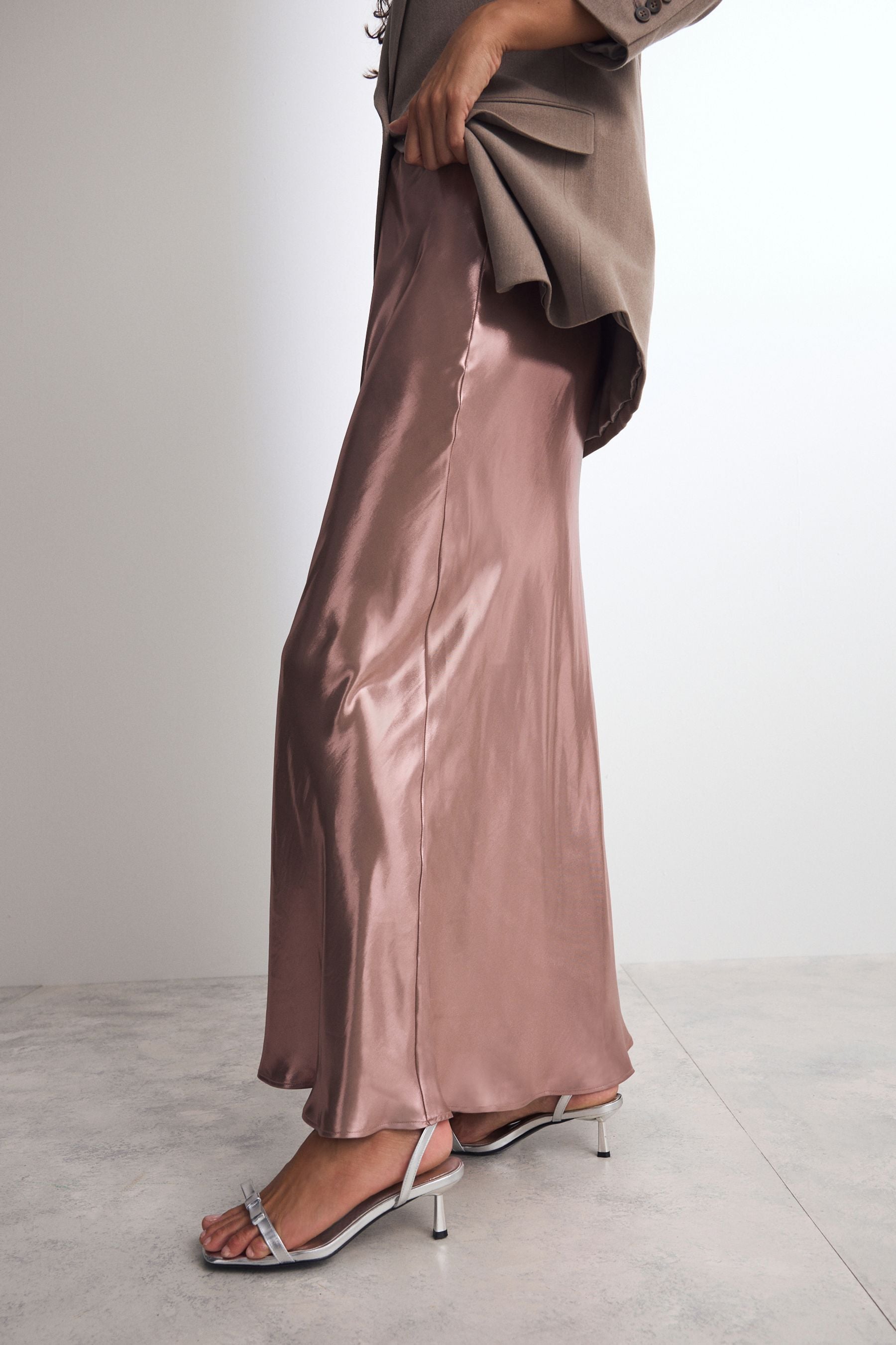 Buy Rose Gold Satin Foil Midi Skirt from the Next UK online shop