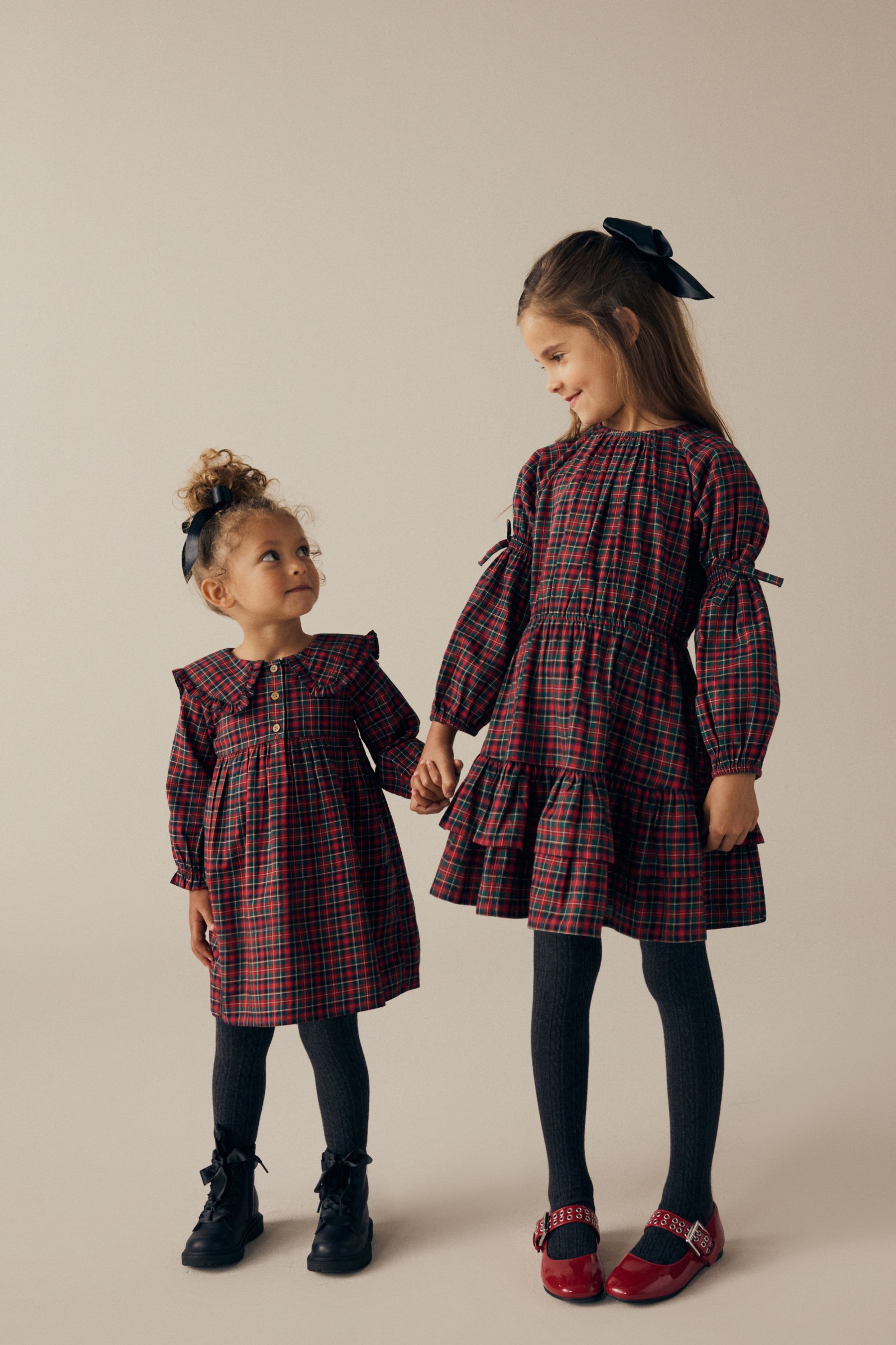 Plaid dress with collar sales