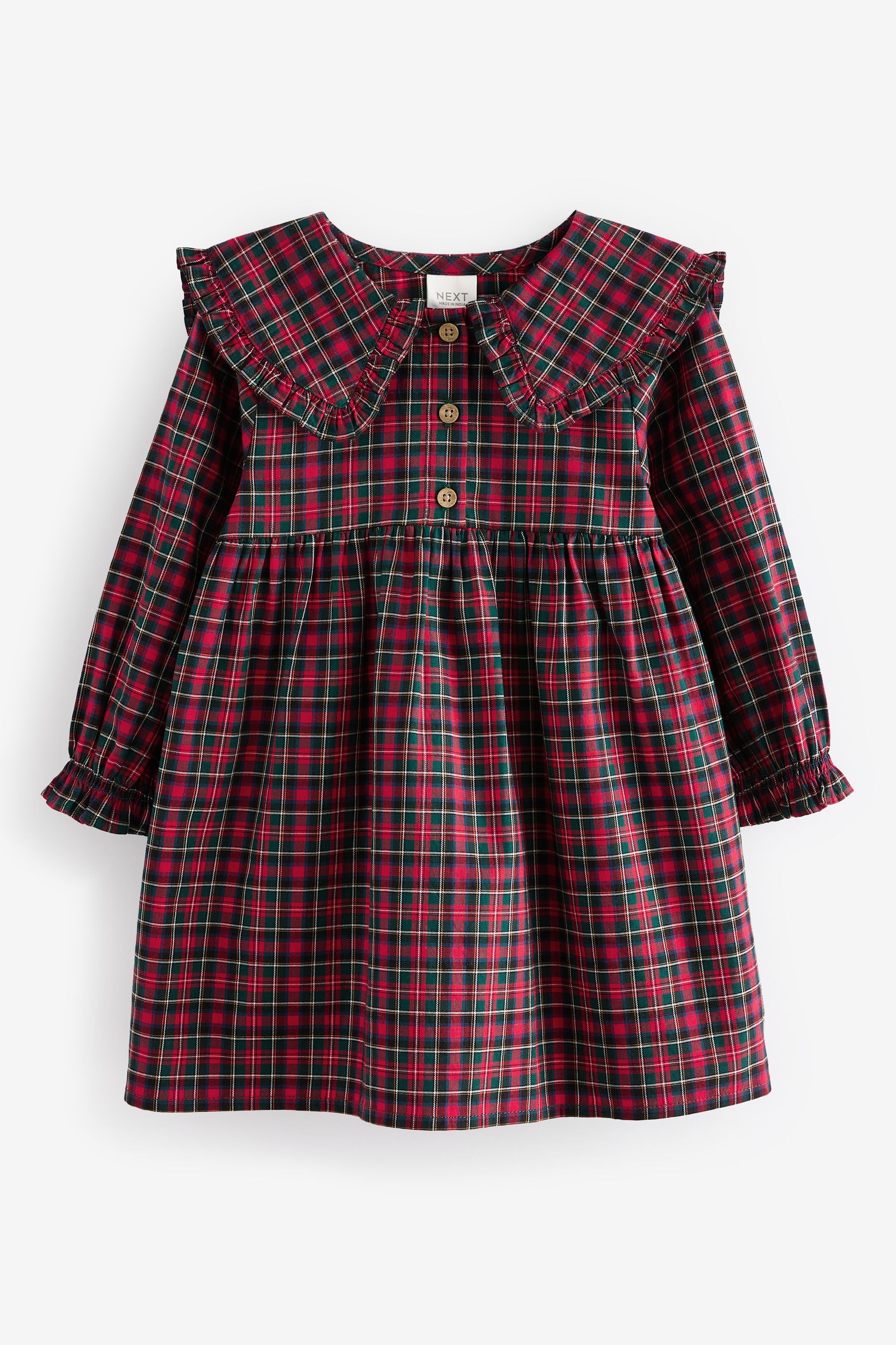 Buy Red Tartan Long Sleeve Collar 100 Cotton Dress 3mths 8yrs from Next Canada