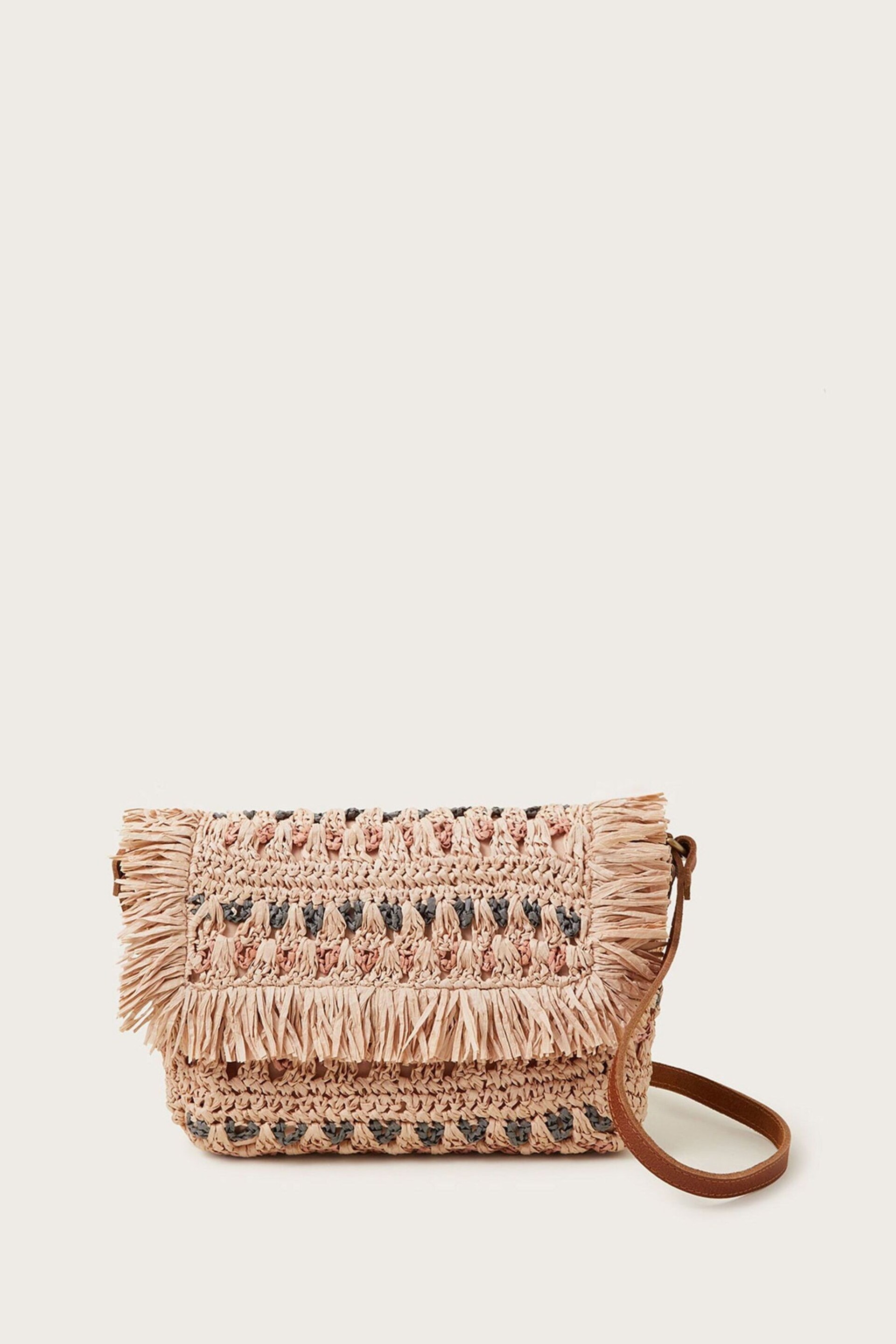 Monsoon Cream Tonal Raffia Cross-Body Bag - Image 1 of 3