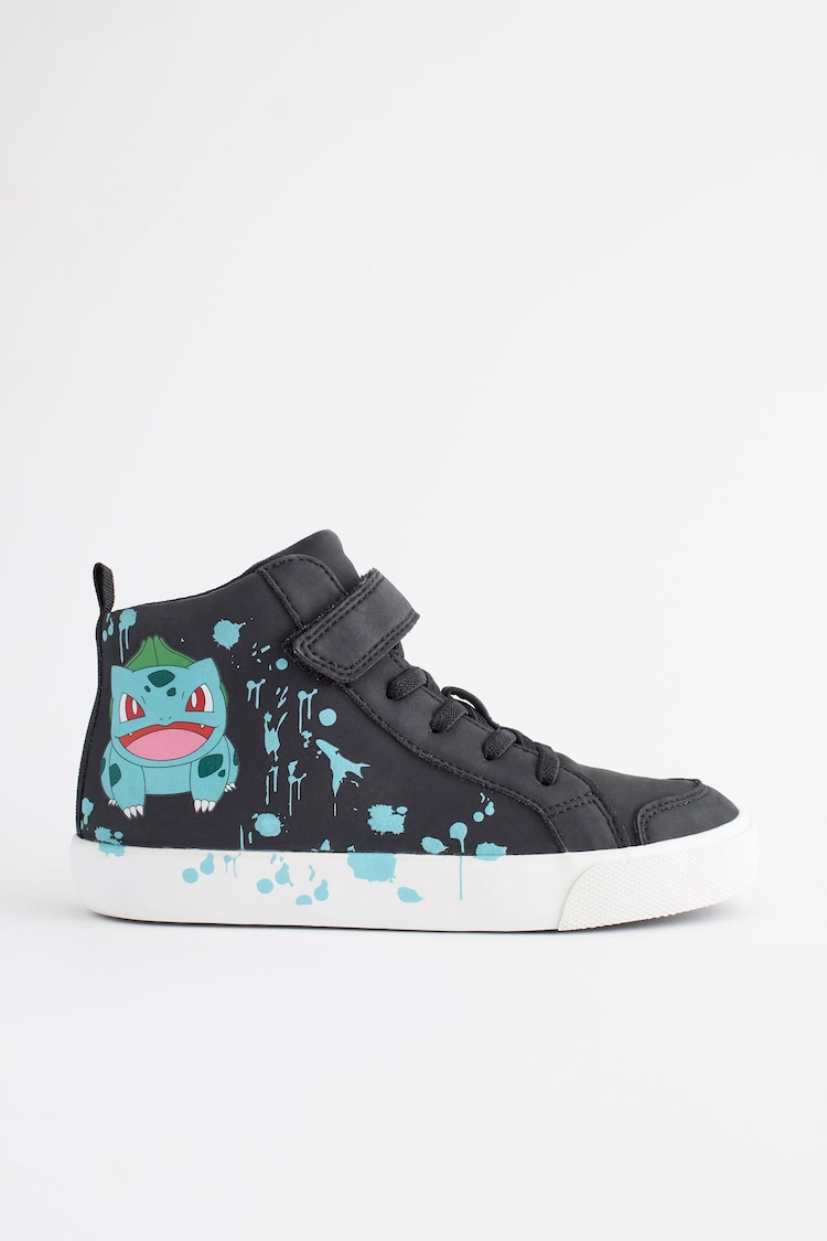 Black Wide Fit (G) Pokemon Elastic Lace High Top Trainers - Image 2 of 6