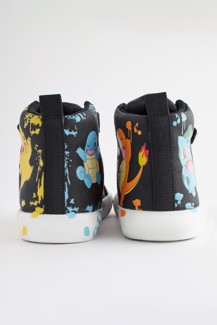 Black Wide Fit (G) Pokemon Elastic Lace High Top Trainers - Image 6 of 6