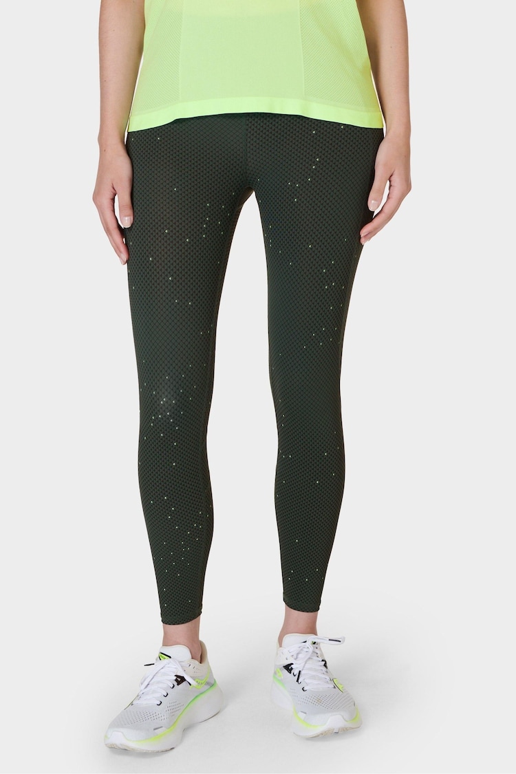 Sweaty Betty Green Grid Geo Print Full Length Aerial Core Workout Leggings - Image 1 of 9