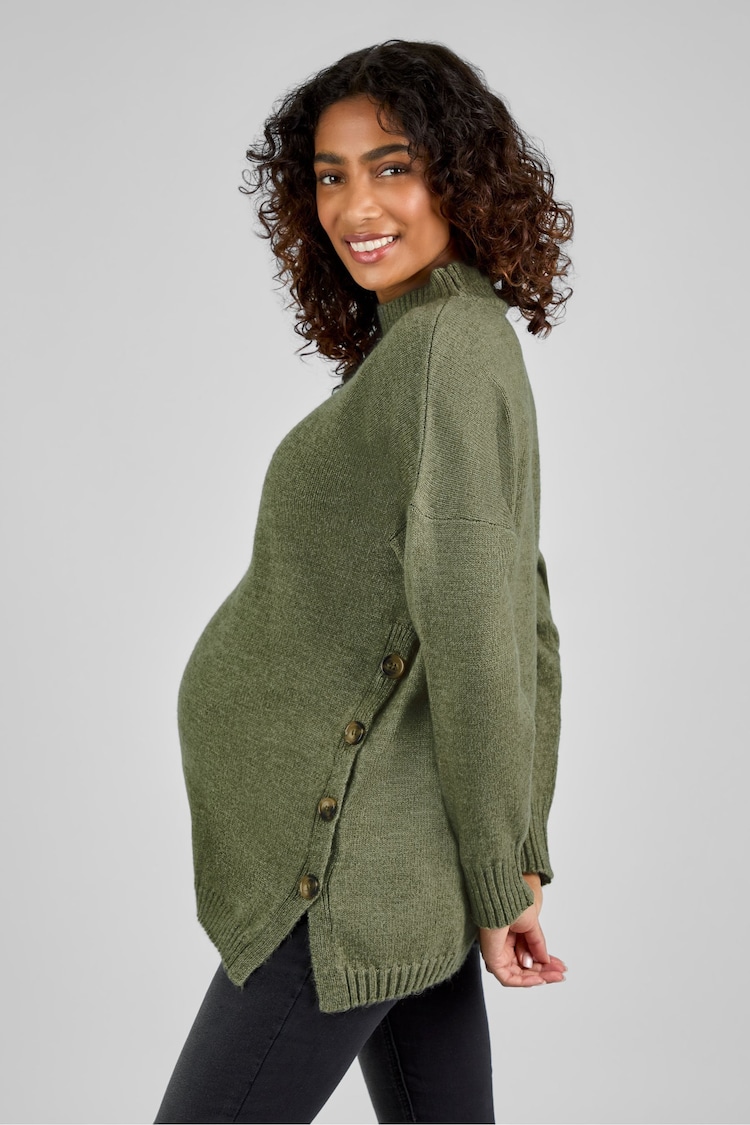 JoJo Maman Bébé Khaki Green Turtle Neck Maternity & Nursing Jumper - Image 2 of 4