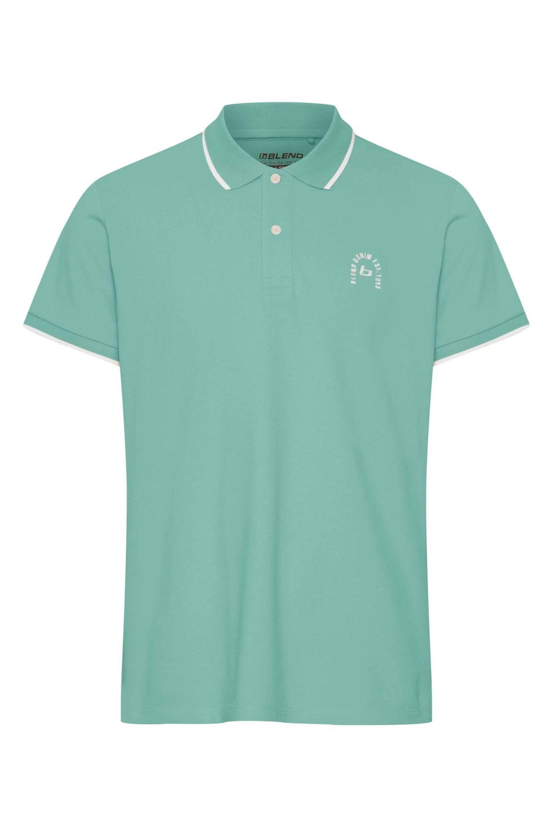Blend Green Pique Short Sleeve Polo Shirt - Image 4 of 4