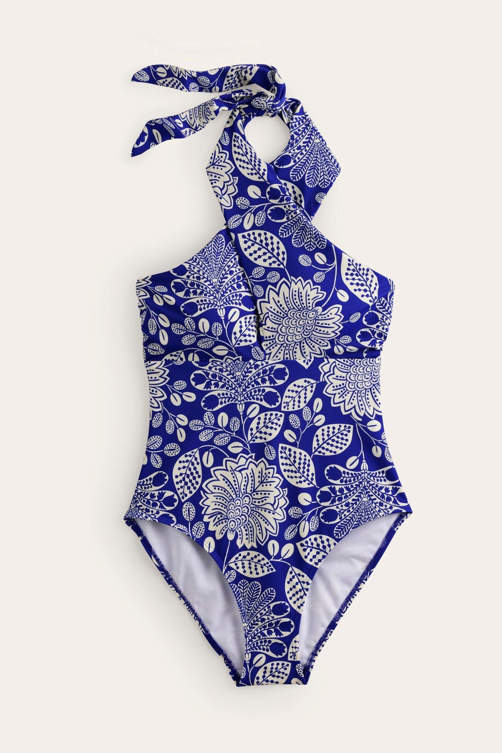 Boden Blue Cross Front Halter Swimsuit - Image 5 of 6