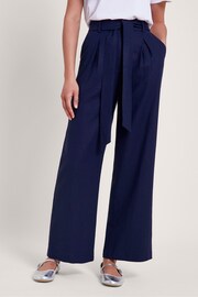 Monsoon Blue Mabel Short Length Tie Trousers - Image 2 of 5