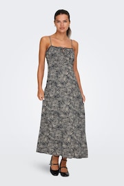 ONLY Blue Palm Print Cami Ruched Midi Dress - Image 1 of 9