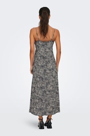 ONLY Blue Palm Print Cami Ruched Midi Dress - Image 3 of 9