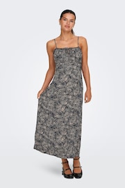 ONLY Blue Palm Print Cami Ruched Midi Dress - Image 5 of 9