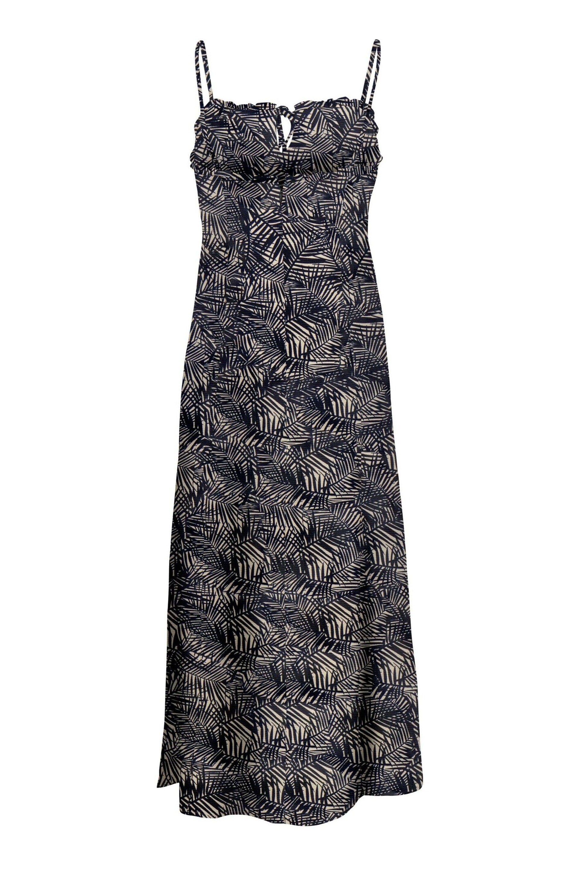 ONLY Blue Palm Print Cami Ruched Midi Dress - Image 6 of 9