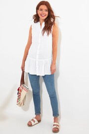 Joe Browns White Basic Sleeveless Frilly Cotton Tunic - Image 4 of 7