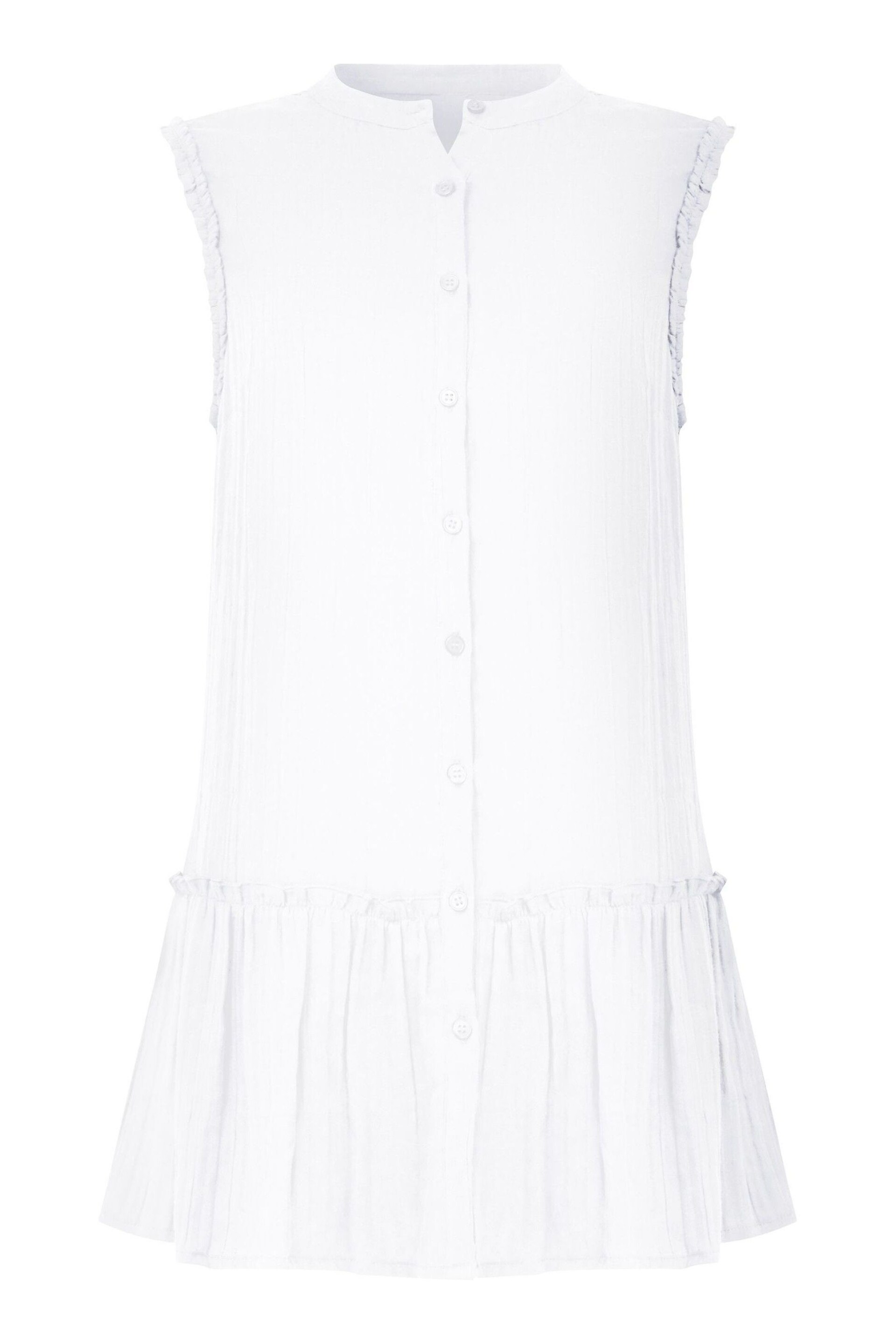 Joe Browns White Basic Sleeveless Frilly Cotton Tunic - Image 7 of 7