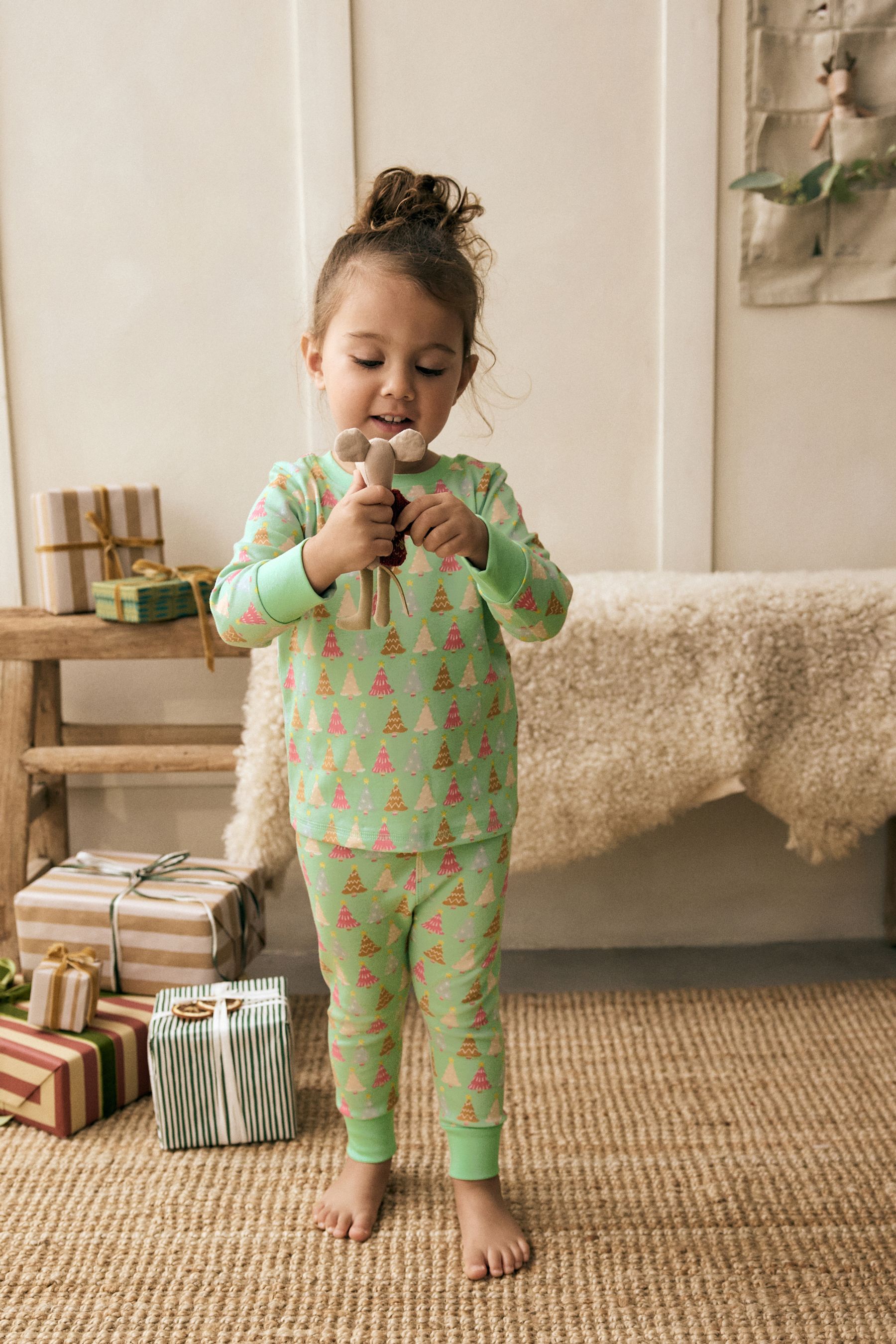 Buy Green Pink Tree 100 Cotton Christmas Pyjamas 9mths 16yrs from the Next UK online shop