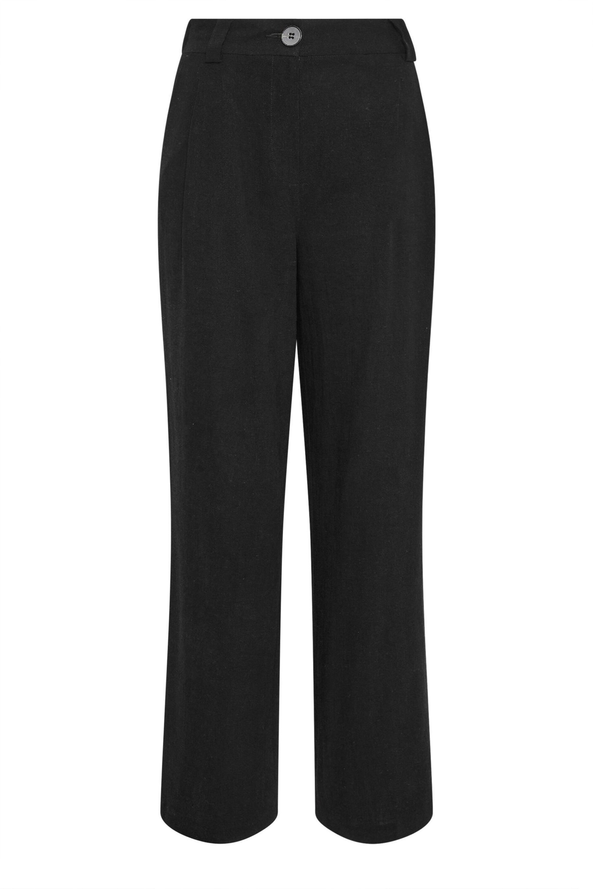 Long Tall Sally Black LTS Tall Black Linen Wide Leg Trousers - Image 5 of 5