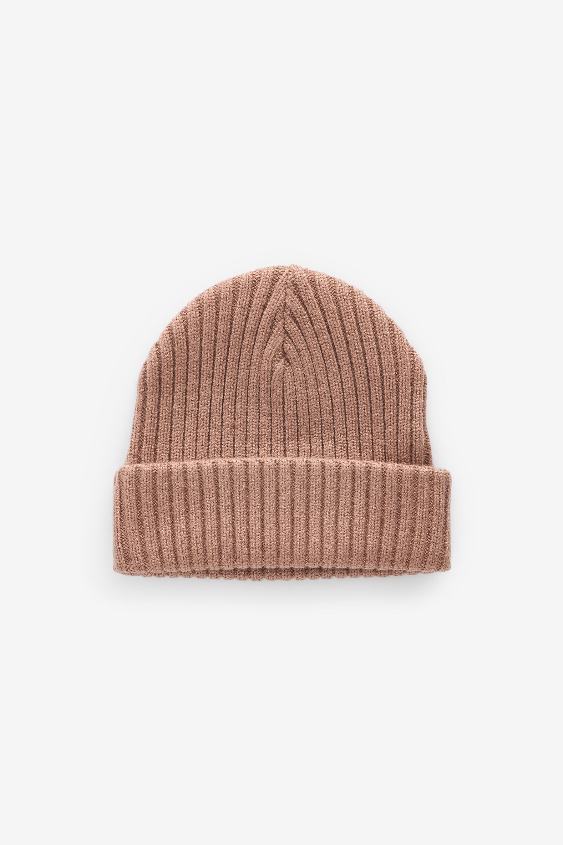 Tan Brown Rib Beanie Hat 1 16yrs