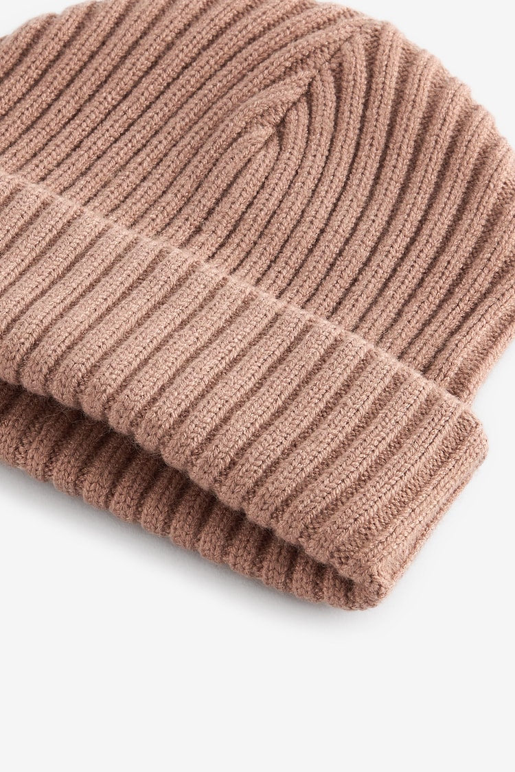 Tan Brown Rib Beanie Hat (1-16yrs) - Image 2 of 2