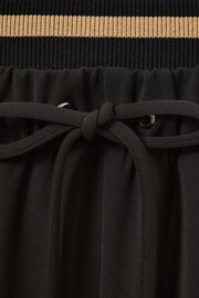 Reiss Black Fleur Petite Waistband Detail Wide Leg Trousers - Image 6 of 7