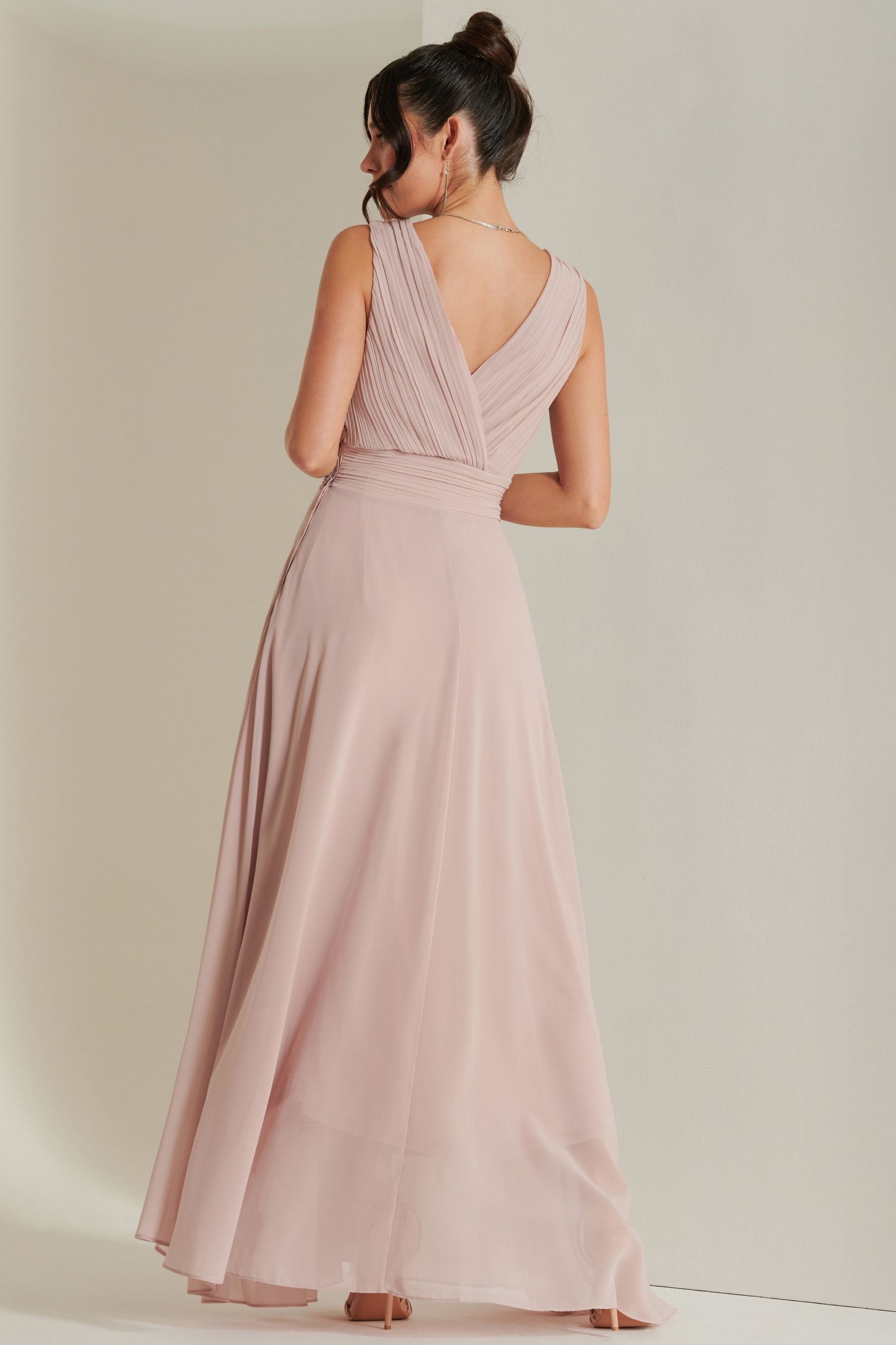 Buy Jolie Moi Dusky Pink Pleated Bodice Chiffon Maxi Dress from Next Luxembourg