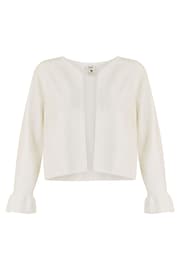 Yumi White Cropped Cardigan With Bell Sleeves - Image 4 of 4