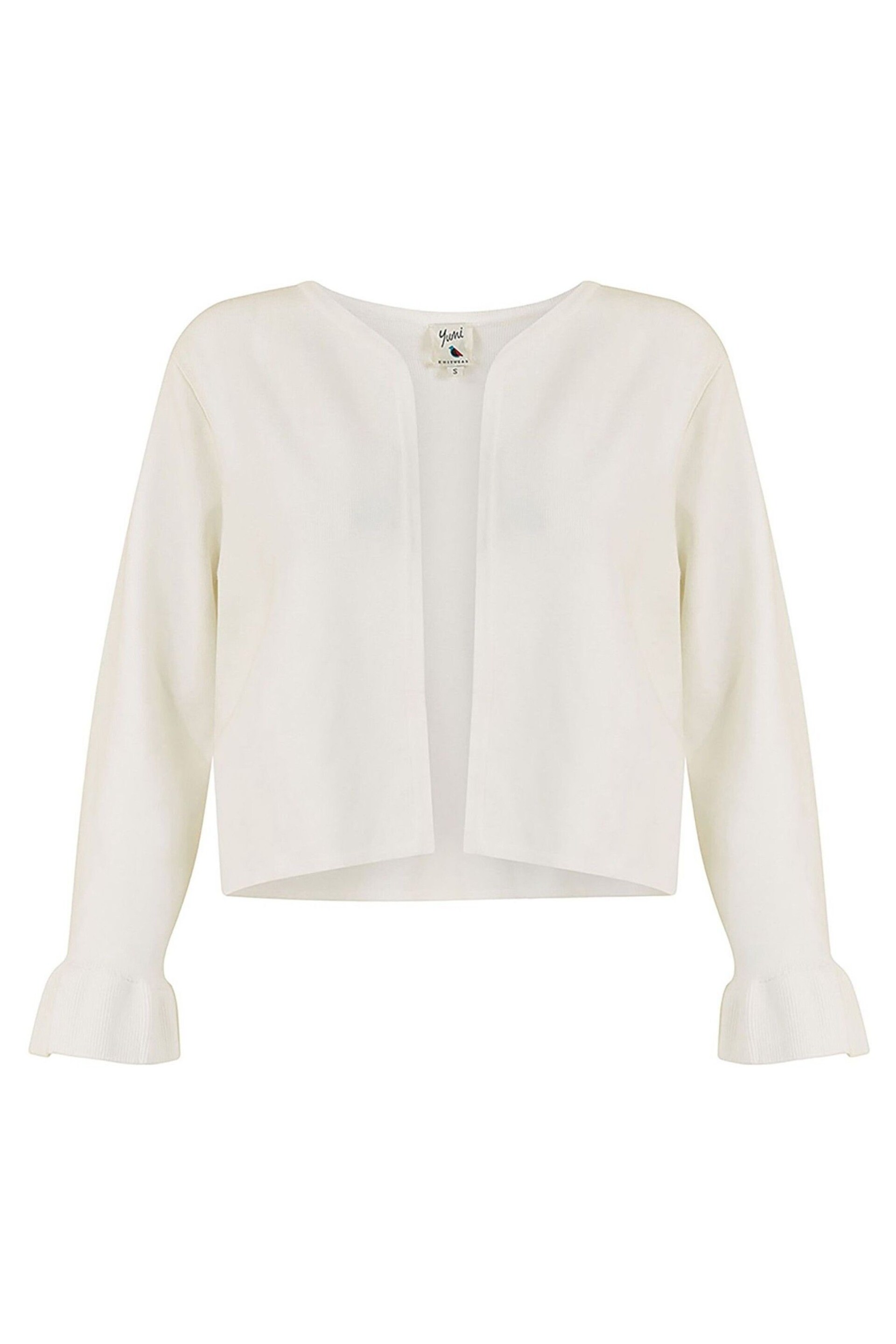 Yumi White Cropped Cardigan With Bell Sleeves - Image 4 of 4