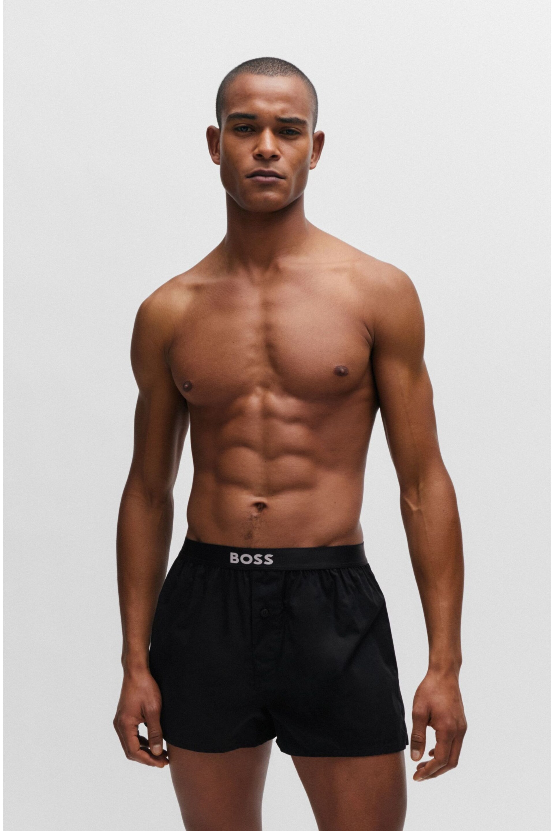 BOSS Natural Two-Pack Of Cotton Pyjama Shorts With Logo Waistbands - Image 2 of 5