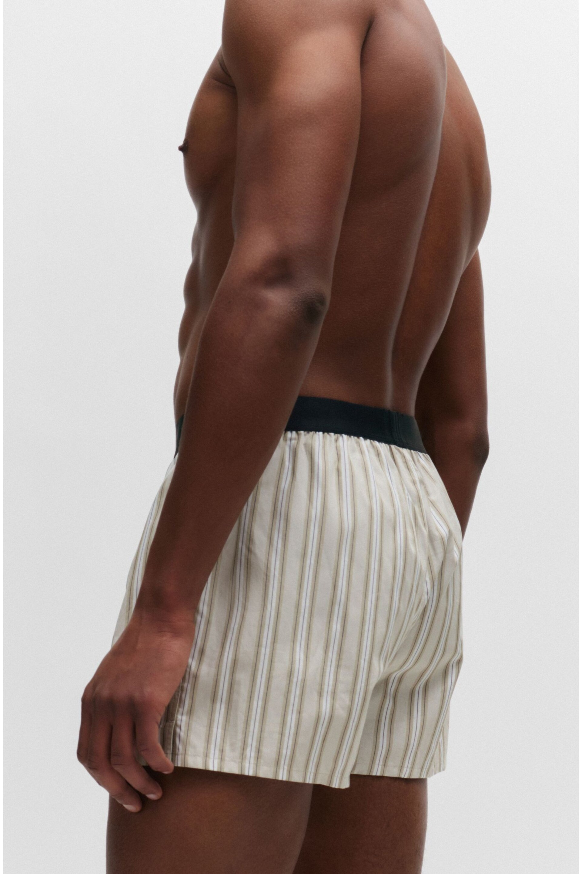 BOSS Natural Two-Pack Of Cotton Pyjama Shorts With Logo Waistbands - Image 5 of 5