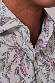 Hawes & Curtis Slim Green High Collar Bird Print Shirt - Image 5 of 6