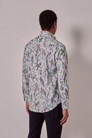Hawes & Curtis Slim Green High Collar Bird Print Shirt - Image 6 of 6