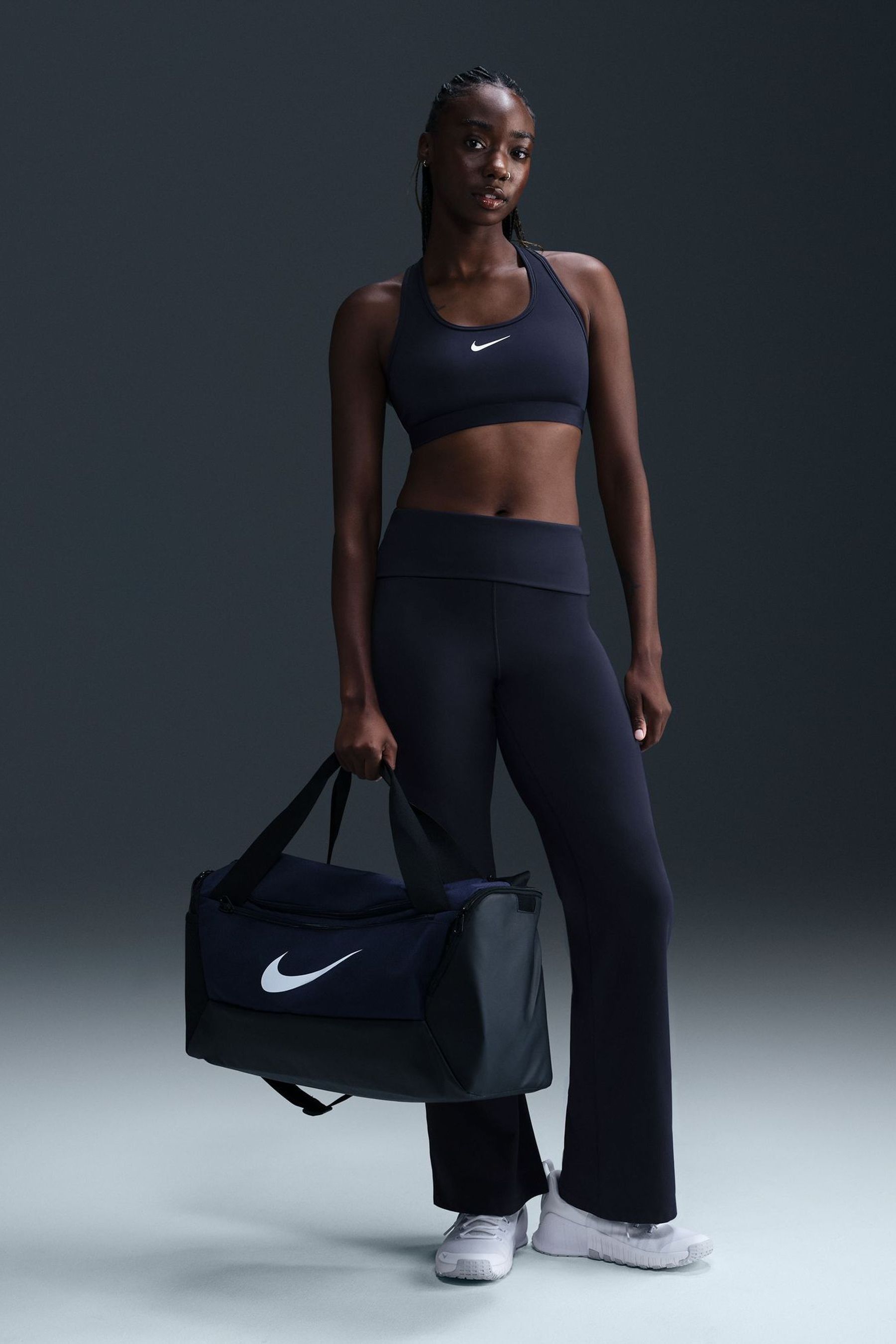 Buy Nike Navy One High Waisted Fold Over Flared Leggings from the Next UK online shop